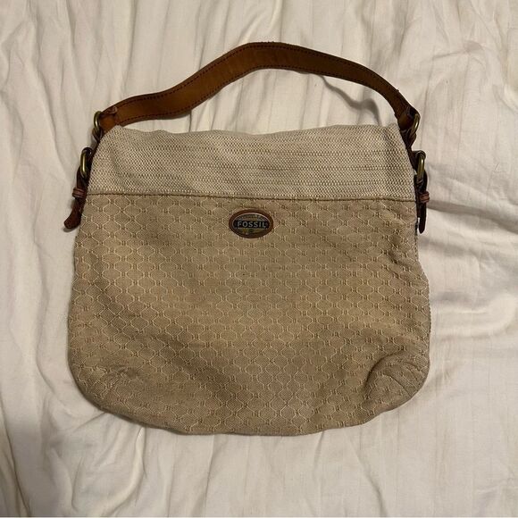 Fossil tan/cream textured handbag - Picture 1 of 7